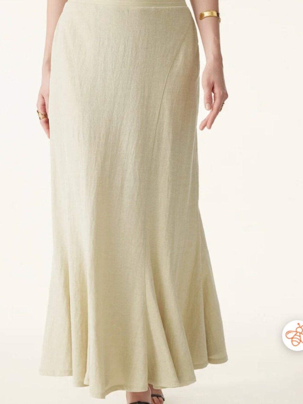 Pull-on Midi Skirt Wrinkle-resistant Cotton-linen Lined with Pockets NWT